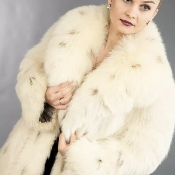 BLUE FOX COAT LUXURY FUR SWINGER VERY LONG - Picture 3 of 9